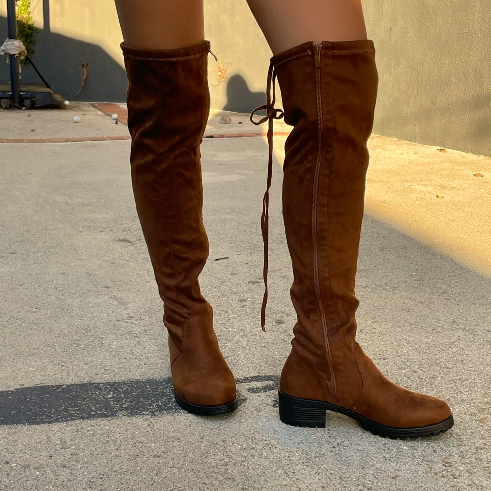 Over the knee faux suede boots